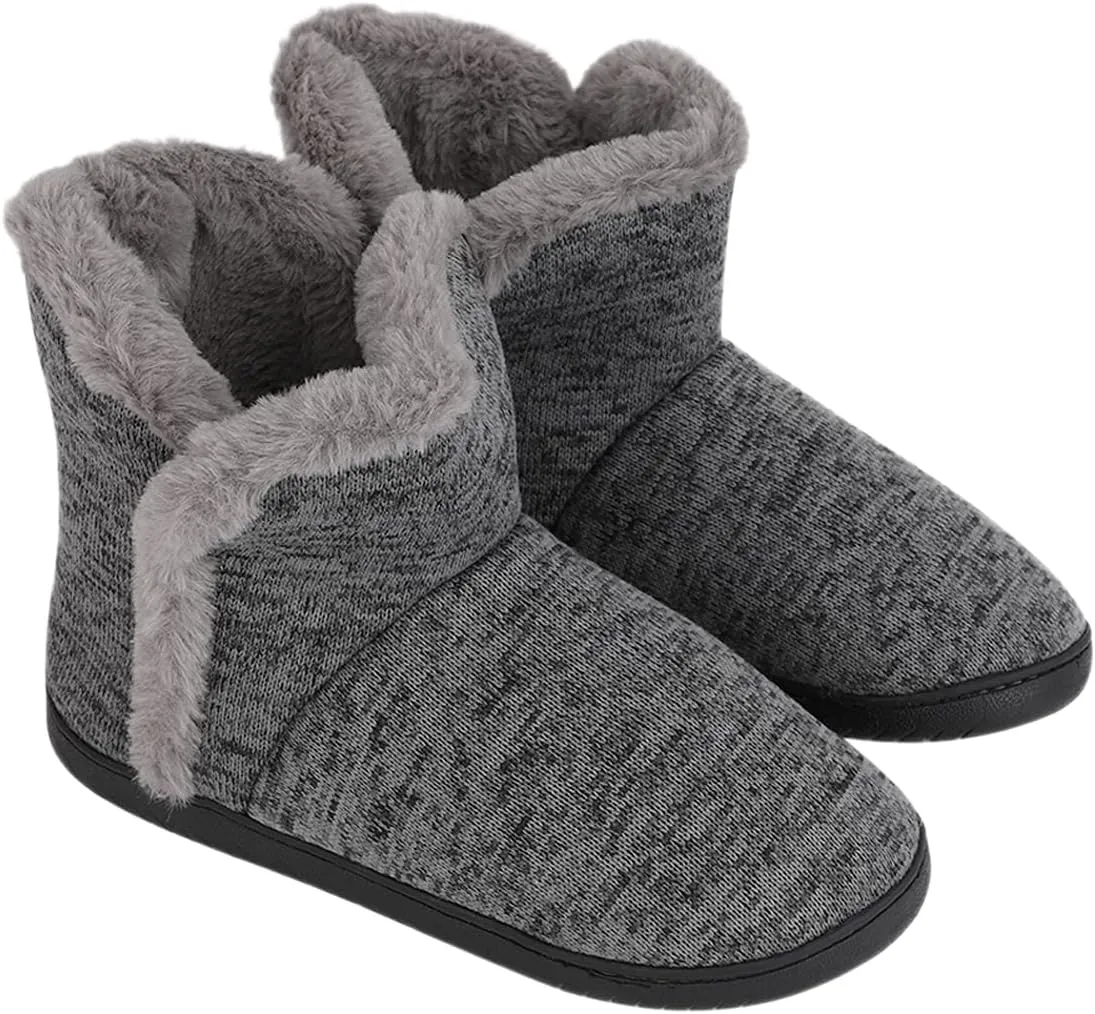 Men's Winter House Boots Slipper Fleece Lined Indoor Anti-slip Outdoor Bootie Slippers Home Shoes