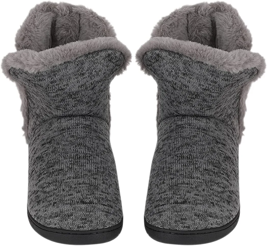 Men's Winter House Boots Slipper Fleece Lined Indoor Anti-slip Outdoor Bootie Slippers Home Shoes