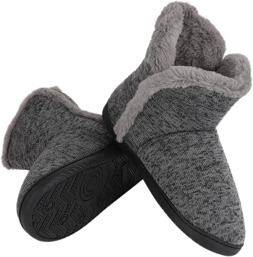 Men's Winter House Boots Slipper Fleece Lined Indoor Anti-slip Outdoor Bootie Slippers Home Shoes