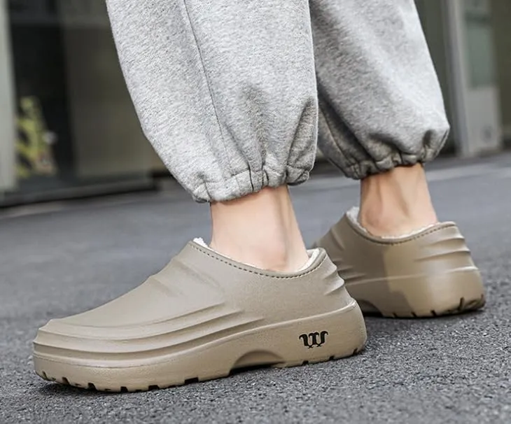 Men's/Women's Plush Lined Waterproof Chef's Shoes, Non-Slip,Anti-Oil, Anti-Odour,Comfortable and Lightweight,Winter Warm Shoes