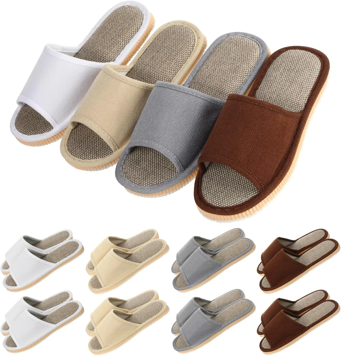 Mepase 8 Pairs Disposable House Slipper for Guests Open Toe Breathable Slippers Spa Slippers Comfortable Indoor Home Slipper