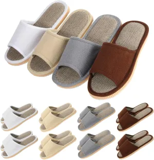 Mepase 8 Pairs Disposable House Slipper for Guests Open Toe Breathable Slippers Spa Slippers Comfortable Indoor Home Slipper