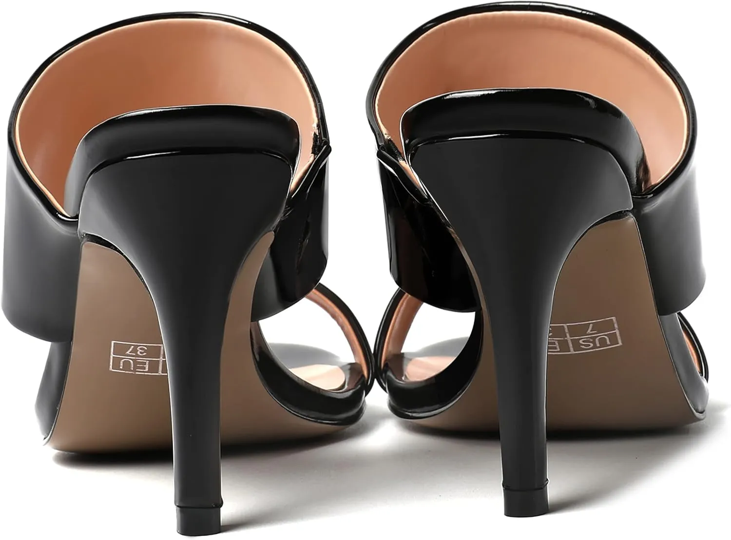 MERRORI Women's Slip On Sexy Party Open Toe Heeled Mule Patent Stiletto High Heel Heeled Sandals 3.3 Inch