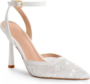 Mesh Closed Pointed Toe High Heels for Women