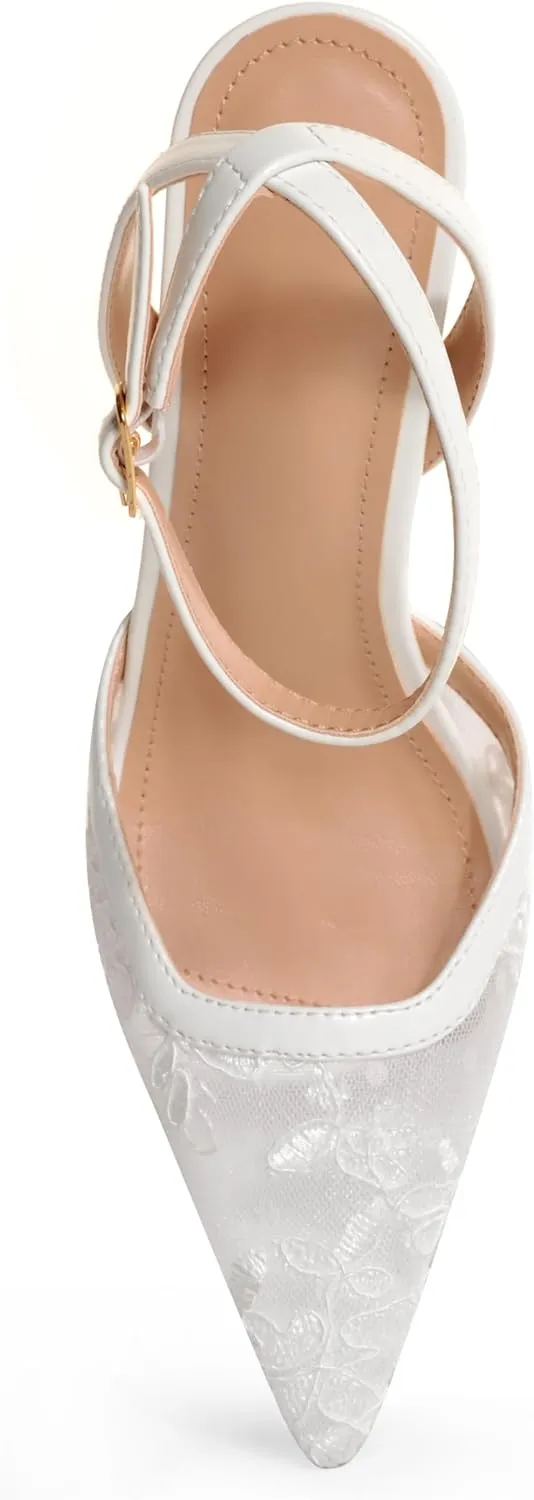 Mesh Closed Pointed Toe High Heels for Women