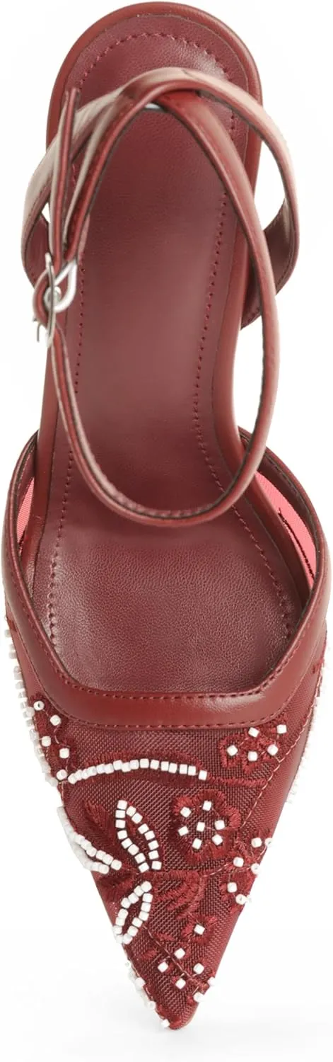 Mesh Closed Pointed Toe High Heels for Women