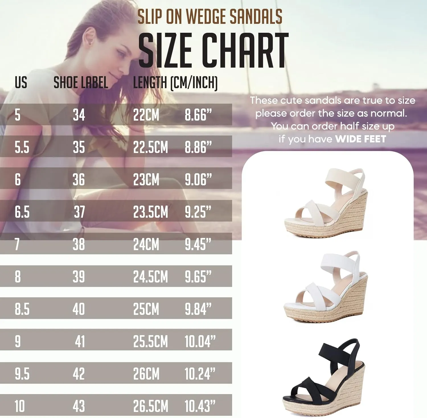 mikarka Women's Open Toe Espadrilles Wedge Sandal Slip On Elastic Ankle Strap Platform Sandals Dressy Comfortable Wedges Shoe