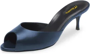 Milooey shoes Women's Kitten Low Heels Peep Toe Heeled Slide Sandals Elegant Slip On Mules Backless Slipper Dress Party Summer Office Shoes Size 4-16 US