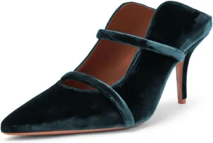 miss left Women Closed Pointed Toe Double Straps Mules Slip On Mid Heels Slide Sandals Party Prom Chic Shoes Size 4-16 US