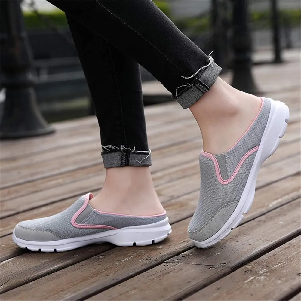 MizHome Women's Backless Walking Sneakers Summer Slip-on Mule Shoes Closed Toe Slippers