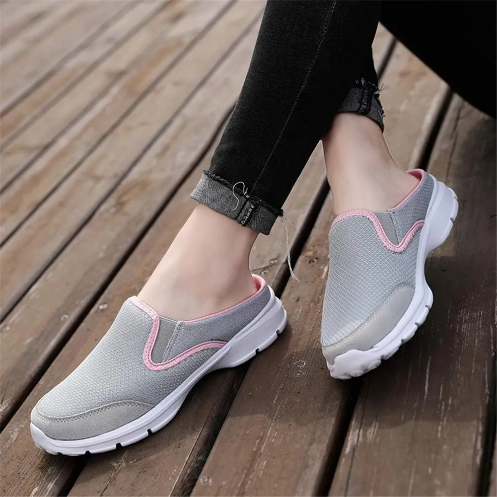 MizHome Women's Backless Walking Sneakers Summer Slip-on Mule Shoes Closed Toe Slippers