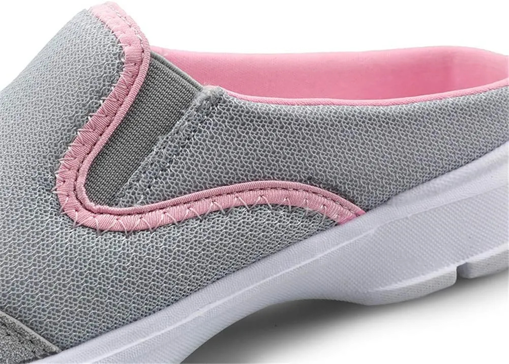 MizHome Women's Backless Walking Sneakers Summer Slip-on Mule Shoes Closed Toe Slippers