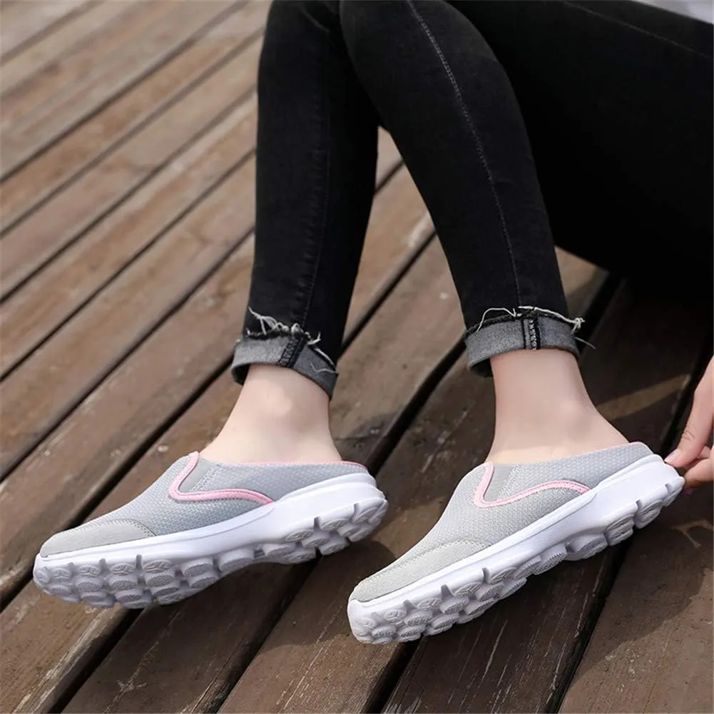 MizHome Women's Backless Walking Sneakers Summer Slip-on Mule Shoes Closed Toe Slippers