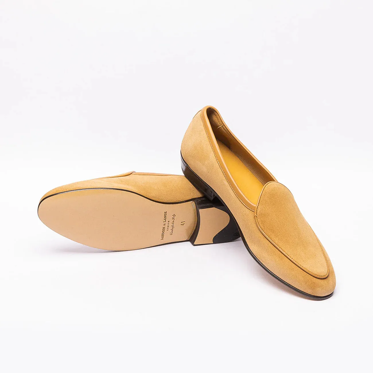 Mocassino slip-on Baudoin & Lange Sagan Classic in camoscio beige