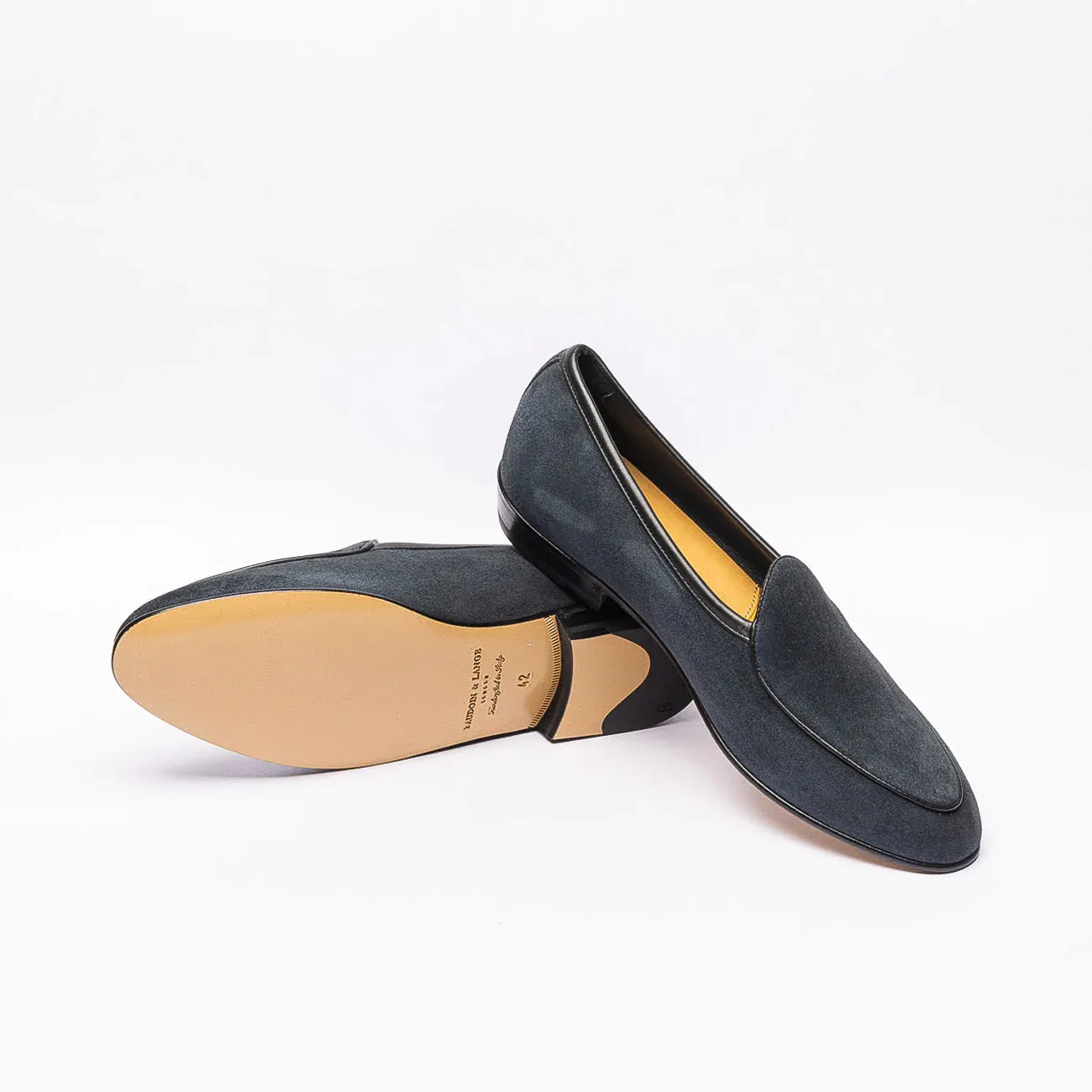 Mocassino slip-on Baudoin & Lange Sagan Classic in camoscio blu