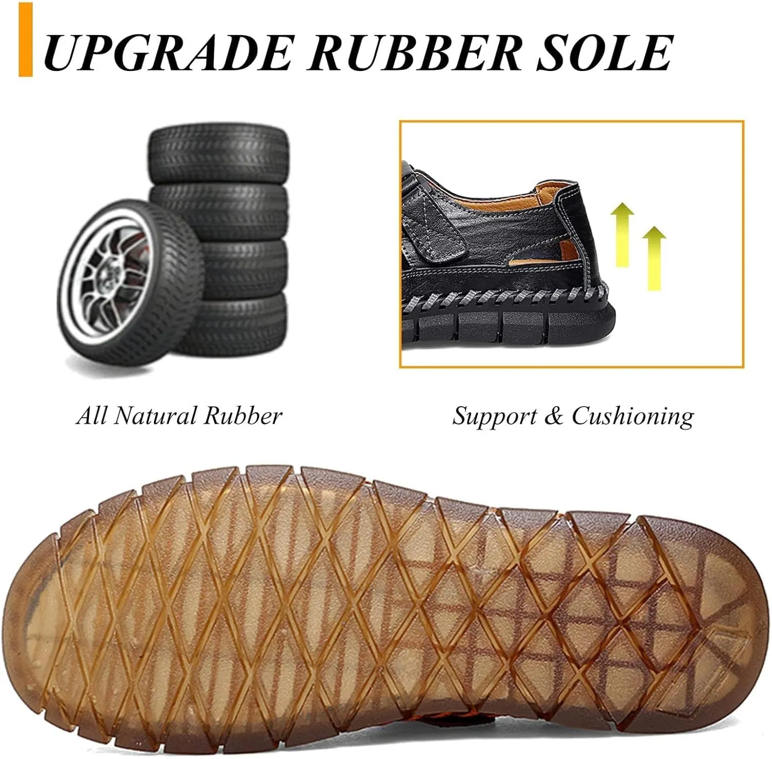 Moodeng Men's Sport Sandals Summer Leather Sandals Slip-on Causal Shoes Outdoor Loafers Closed Toe Fisherman Sandal