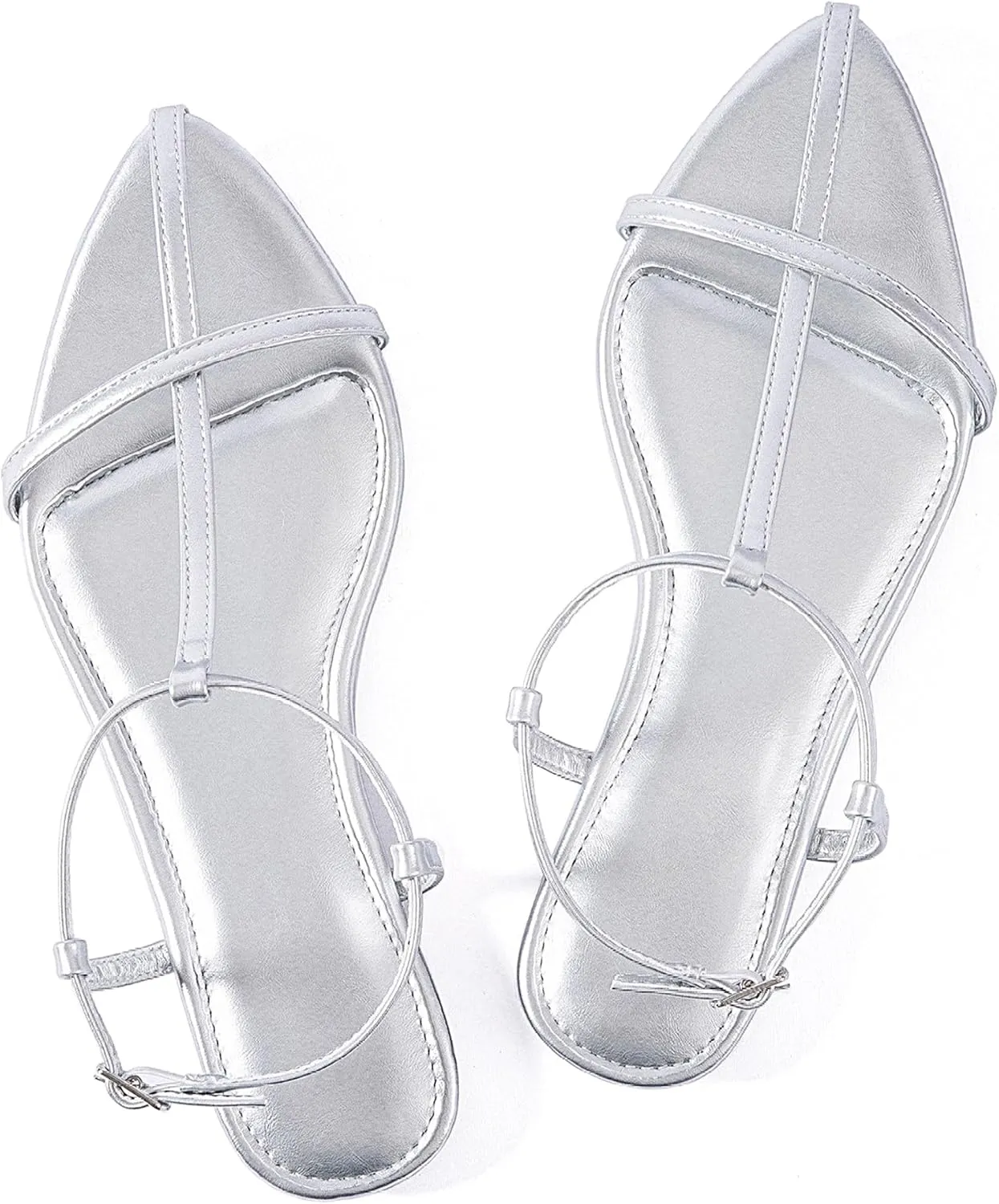 Mtzyoa Women Flat Sandals Pointed Toe Ladies Summer Dressy Casual Vacation Bohemian Cute Leather Beach Comfy Slip On Slides