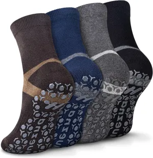 Muezna Men's Non-Slip Yoga Socks, Anti-Skid Pilates, Barre, Bikram Fitness Hospital Slipper Socks with Grips