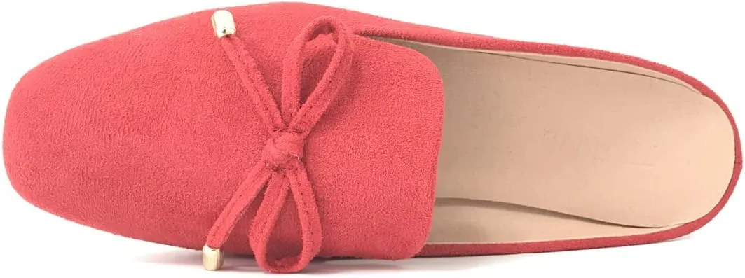 Mule Loafers for Women Flats Bowknot Slip On Slides Open Back Summer Casual Shoes