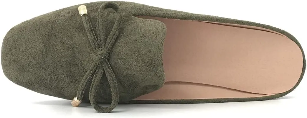 Mule Loafers for Women Flats Bowknot Slip On Slides Open Back Summer Casual Shoes