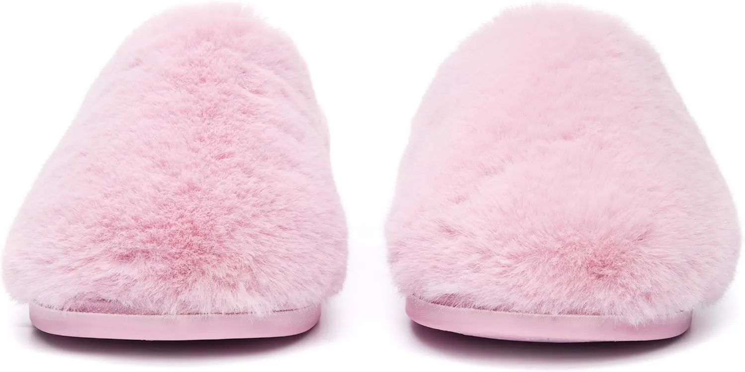 Mule Slippers for Women Indoor Outdoor - Faux Fur Slides, Memory Foam Slip On Slippers - Non-Slip Outsole, Machine Washable - Womens Slip On House Shoes - Ariana