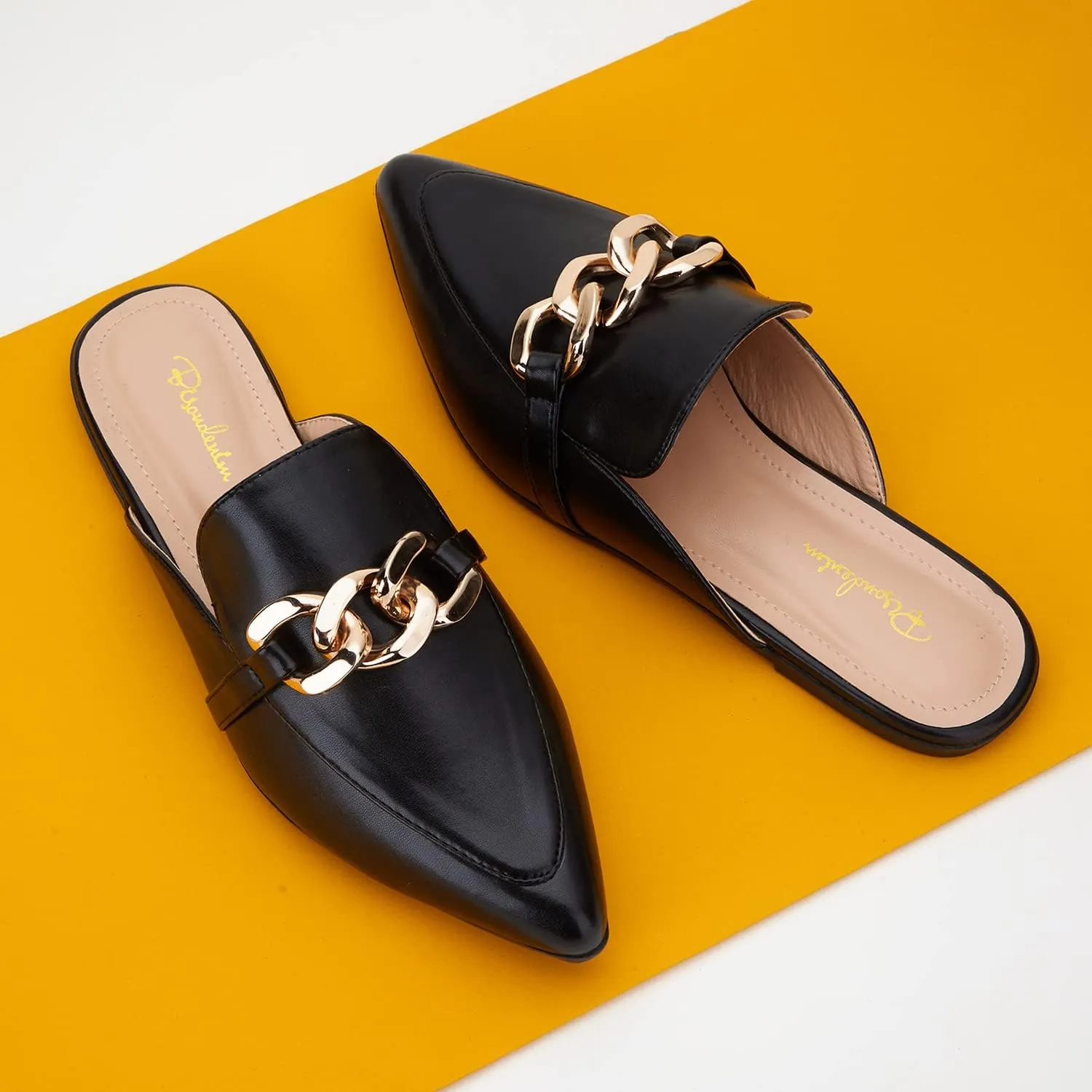 Mules for Women Flats Pointed Toe Slip On Slides Loafer Shoes