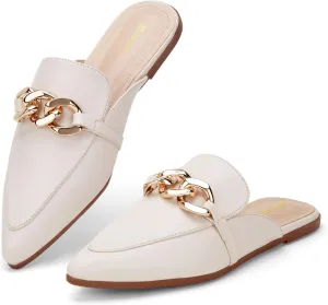Mules for Women Flats Pointed Toe Slip On Slides Loafer Shoes