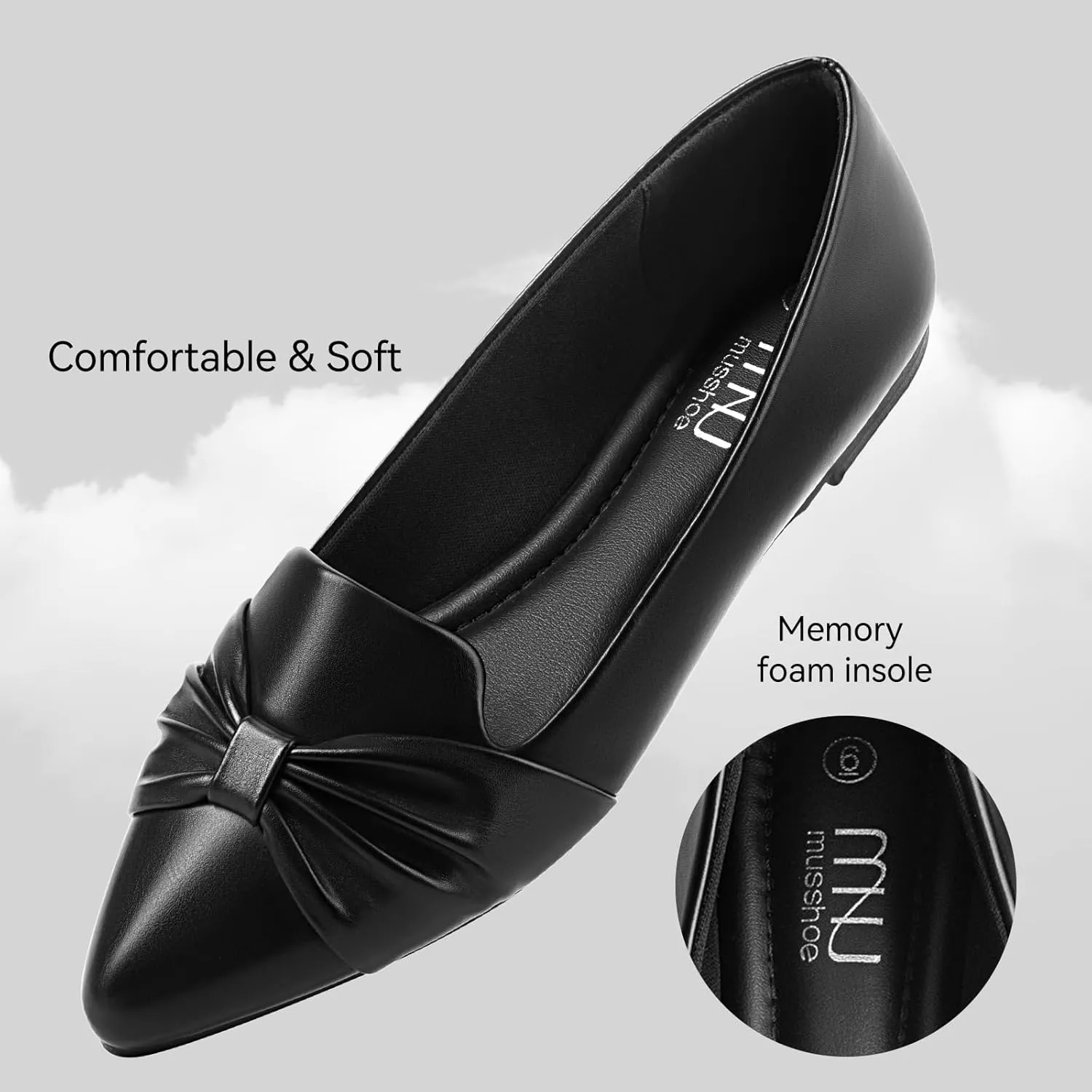 MUSSHOE Flat Shoes Women Comfortable Slip on Women's Flats Dress Shoes for Women