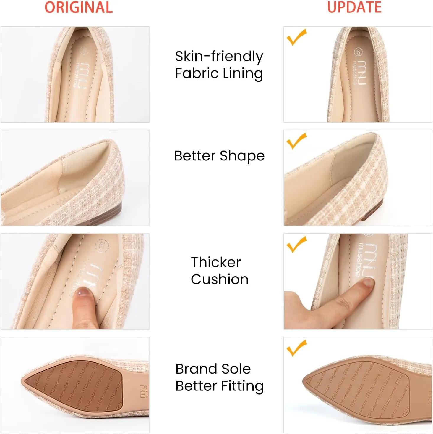 MUSSHOE Flat Shoes Women Comfortable Slip on Women's Flats
