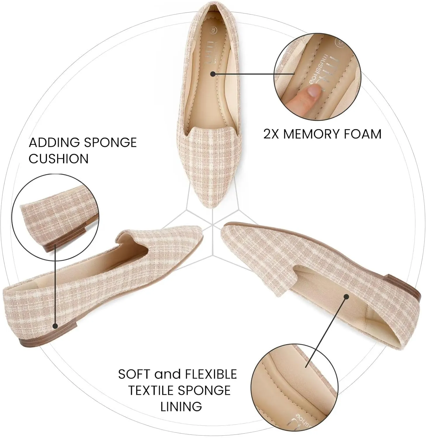 MUSSHOE Flat Shoes Women Comfortable Slip on Women's Flats