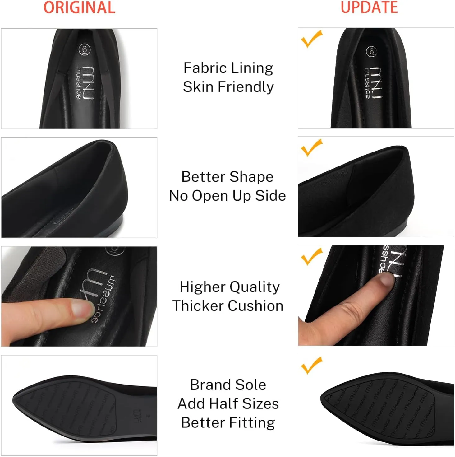 MUSSHOE Flat Shoes Women Comfortable Slip on Women's Flats