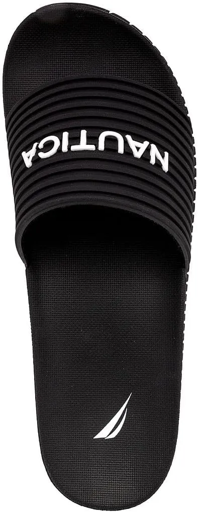Nautica Men's Open Toe Slide Sandals - Comfortable Indoor & Outdoor Shower Slippers