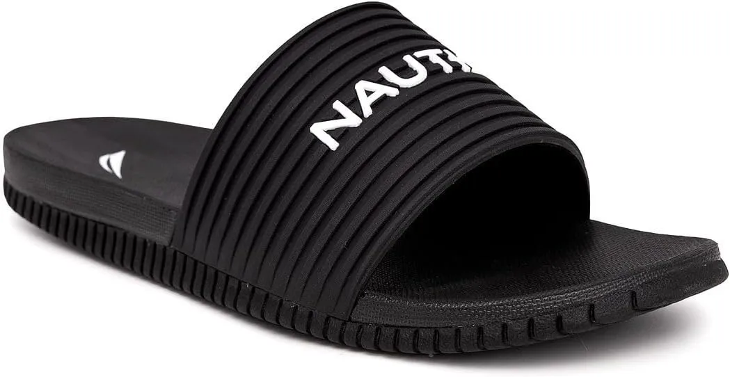 Nautica Men's Open Toe Slide Sandals - Comfortable Indoor & Outdoor Shower Slippers