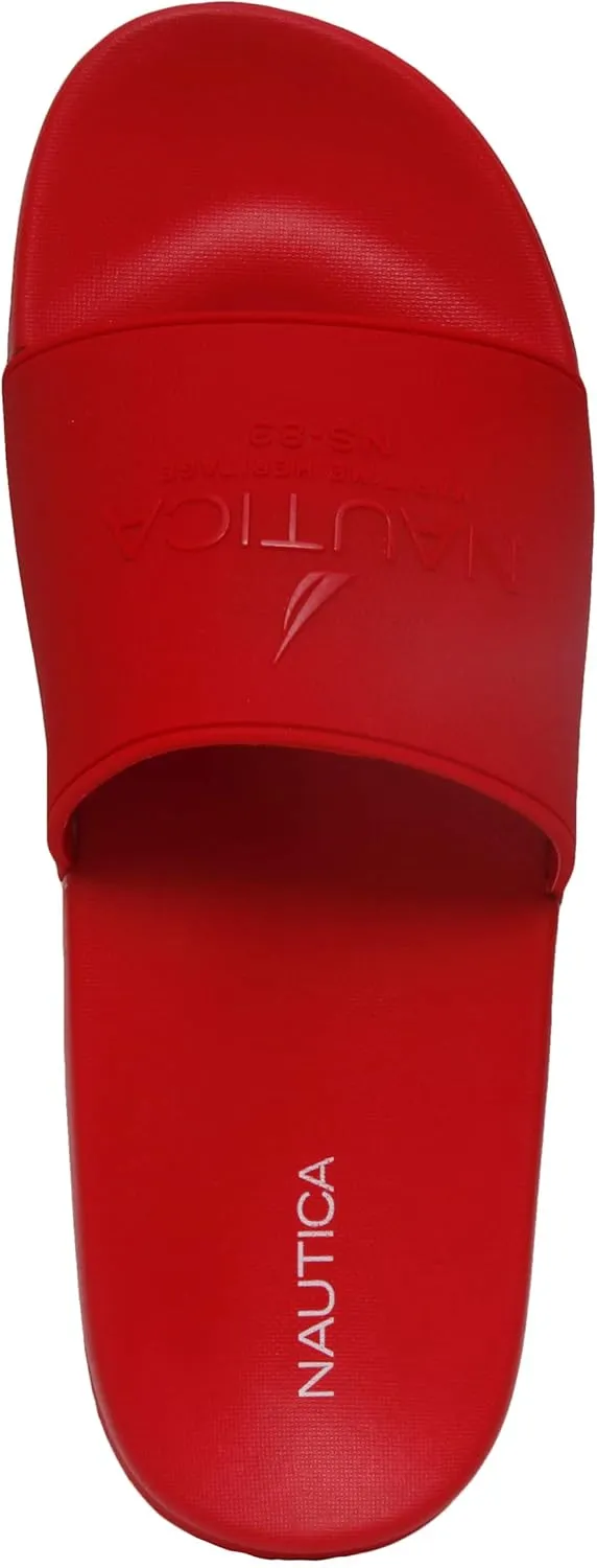 Nautica Men's Open Toe Slide Sandals - Comfortable Indoor & Outdoor Shower Slippers