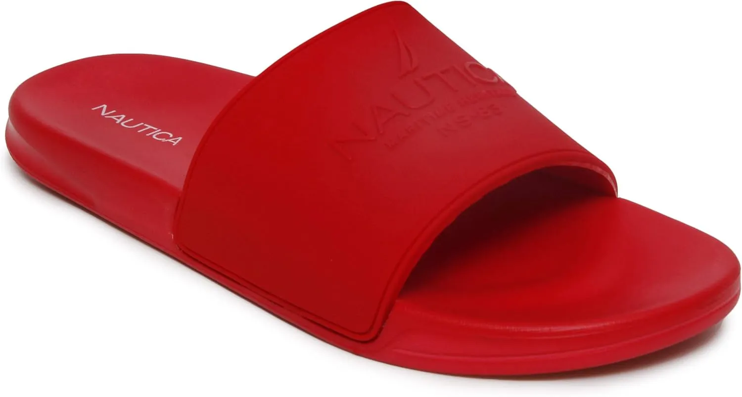 Nautica Men's Open Toe Slide Sandals - Comfortable Indoor & Outdoor Shower Slippers