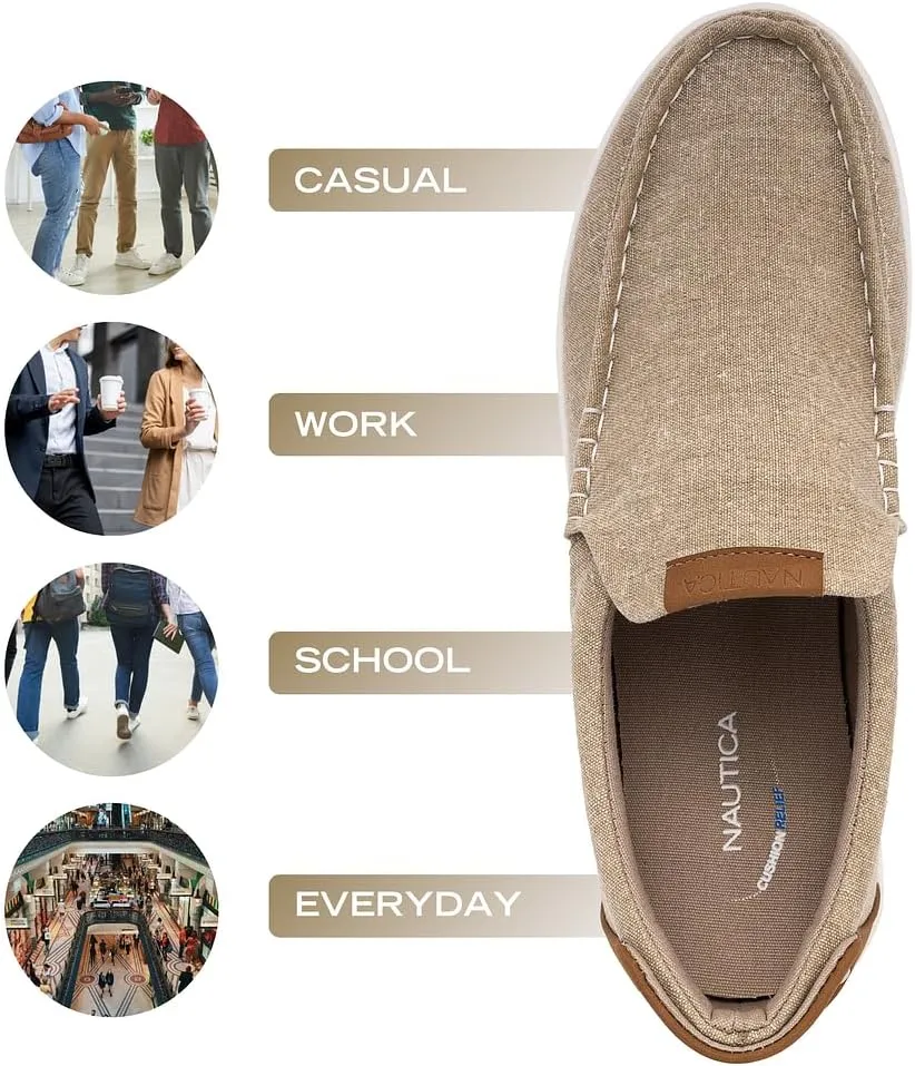 Nautica Men's Slip-On Loafers Casual Moc Toe Sneakers Boat Shoes Slipper for Men – Lightweight & Comfortable - Derwin