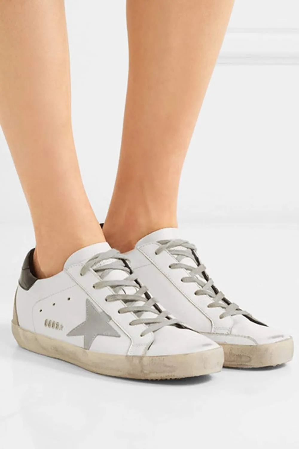 nesho Women's Trainers Sneakers Low Top Leather Casual Walking Shoes Slide