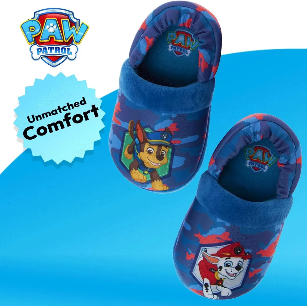 Nickelodeon Paw Patrol and SpongeBob Squarepants Slippers - Sponge Bob Chase Marshall Slipper Sandals - Plush Lightweight Warm indoor Comfort Soft Aline House Sandal (Toddler/Little Kid/Big Kid)