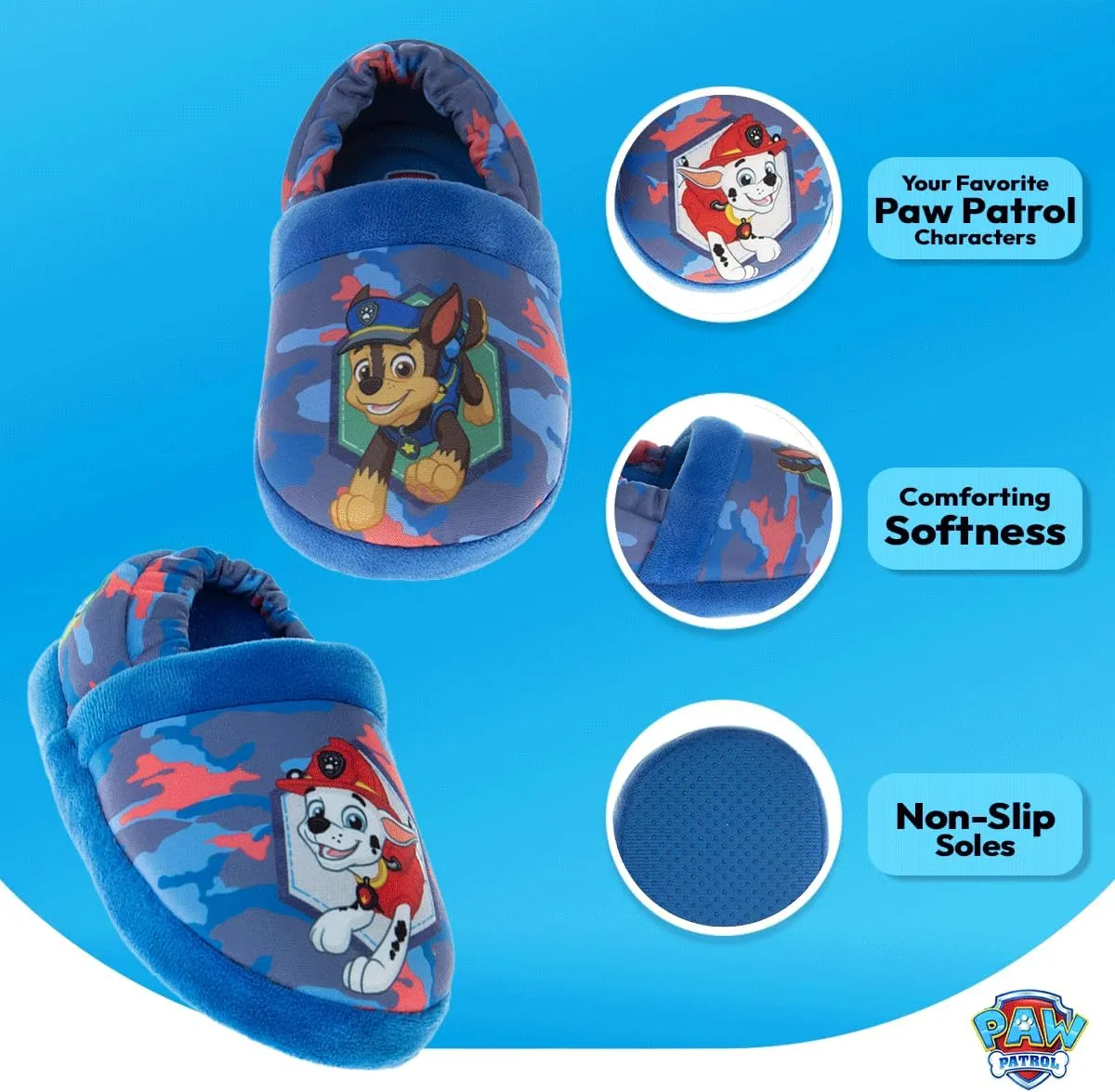 Nickelodeon Paw Patrol and SpongeBob Squarepants Slippers - Sponge Bob Chase Marshall Slipper Sandals - Plush Lightweight Warm indoor Comfort Soft Aline House Sandal (Toddler/Little Kid/Big Kid)