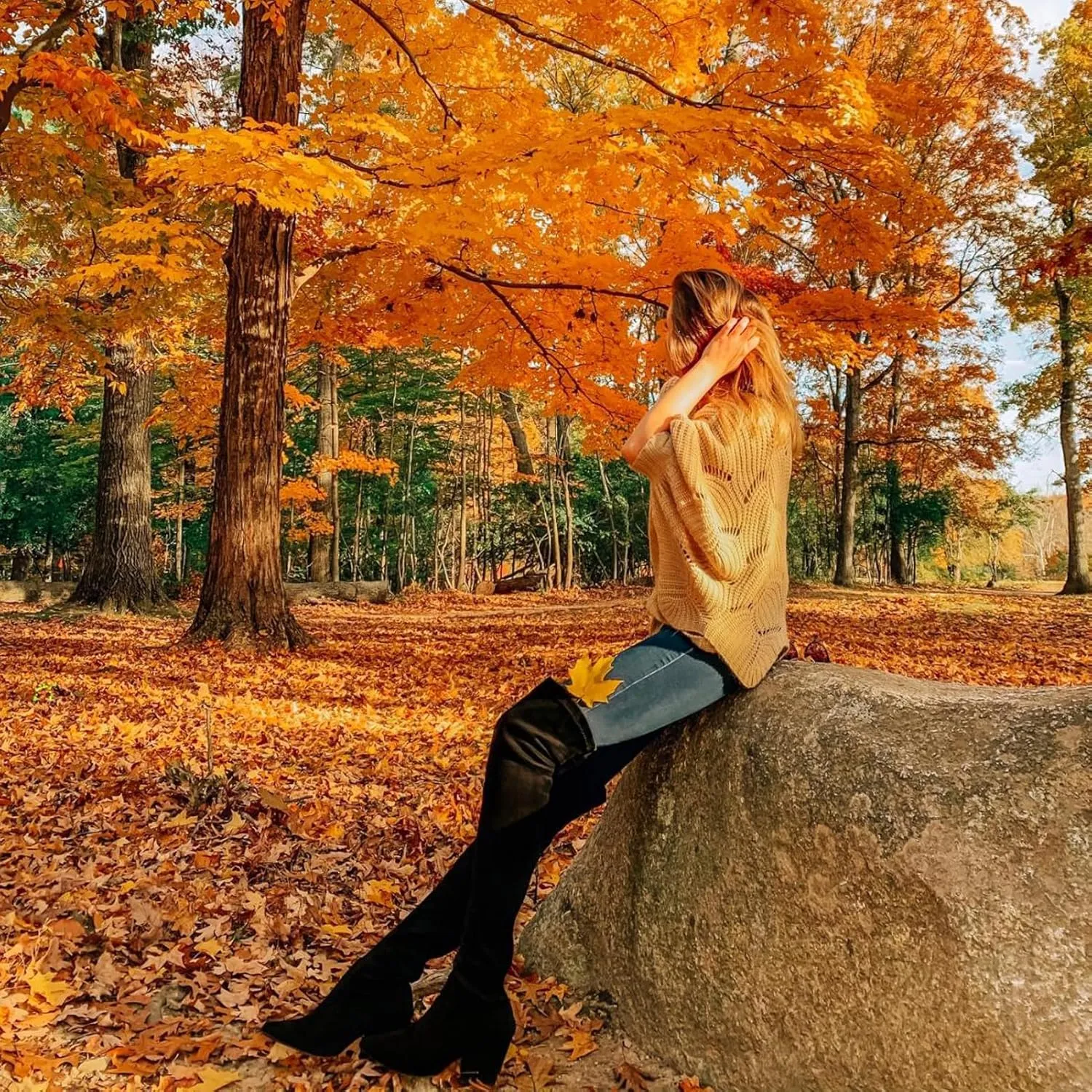 N.N.G Women Over the Knee Boots Thigh High Suede Block Winter Low Above Flat Long OTK Comfort Pointed toe