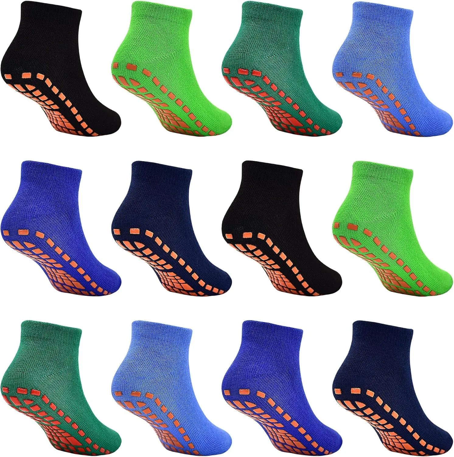 Non Slip Kids Grip Socks Slipper Socks with Grips for Boys 2-13 Years Trampoline Train Home 6/12 Pairs
