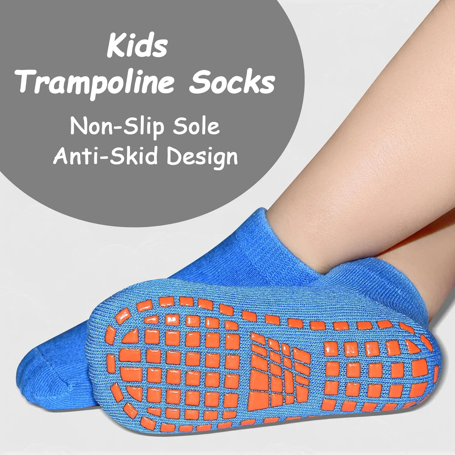 Non Slip Kids Grip Socks Slipper Socks with Grips for Boys 2-13 Years Trampoline Train Home 6/12 Pairs