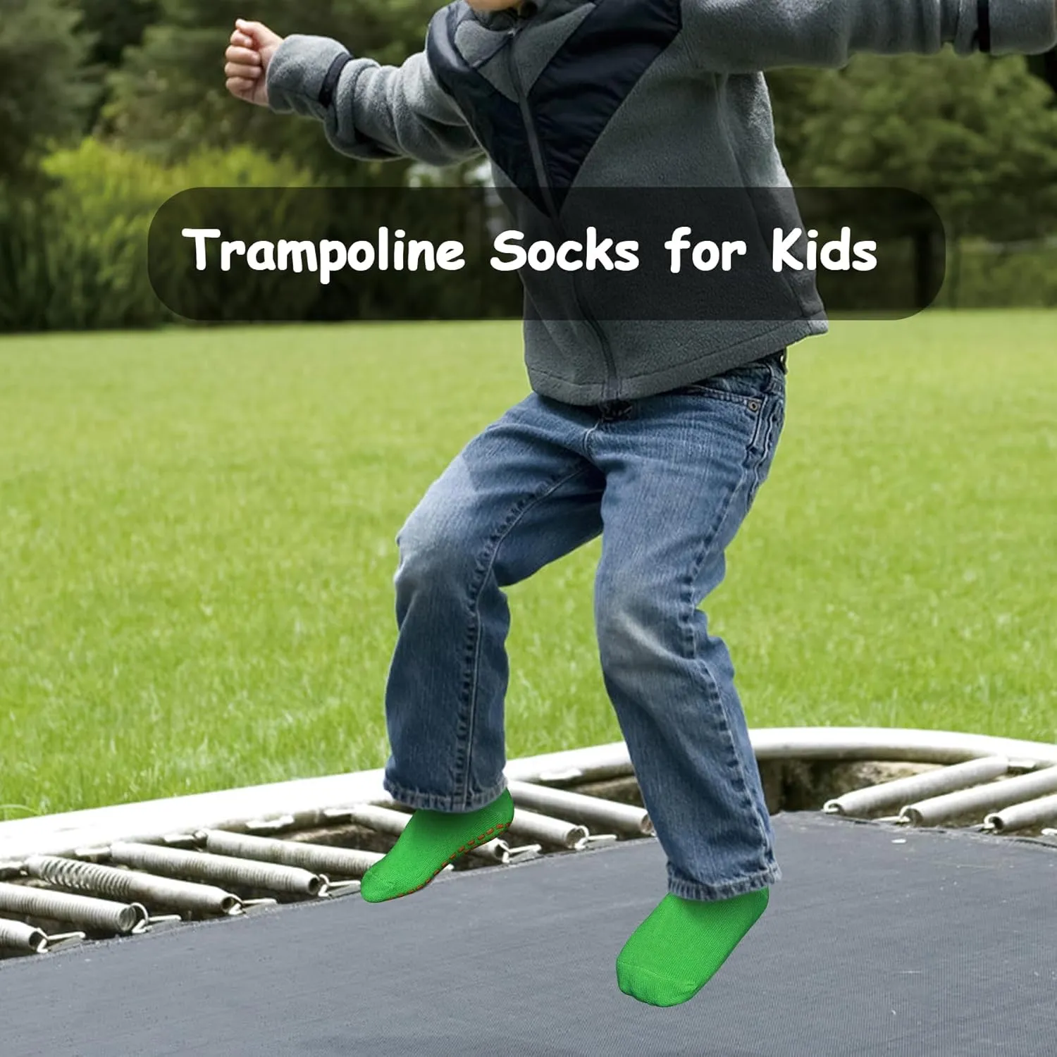 Non Slip Kids Grip Socks Slipper Socks with Grips for Boys 2-13 Years Trampoline Train Home 6/12 Pairs