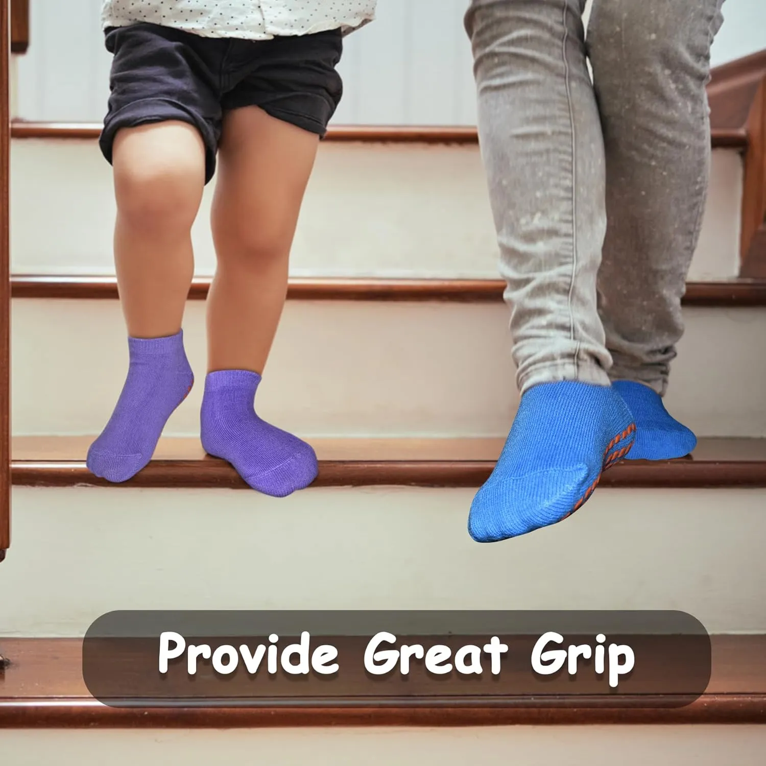 Non Slip Kids Grip Socks Slipper Socks with Grips for Boys 2-13 Years Trampoline Train Home 6/12 Pairs