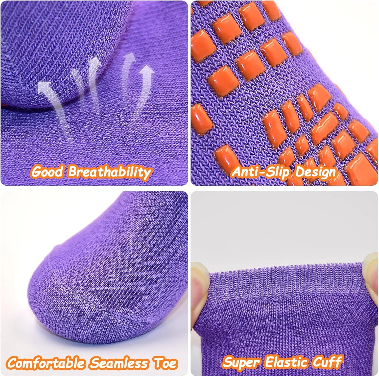 Non Slip Kids Grip Socks Slipper Socks with Grips for Boys 2-13 Years Trampoline Train Home 6/12 Pairs