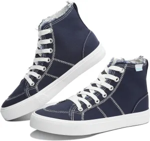 Obtaom Womens/Mens high top Canvas Shoes Play mid Calf Fashion Sneaker Casual lace up hi top Washed Canvas Shoes