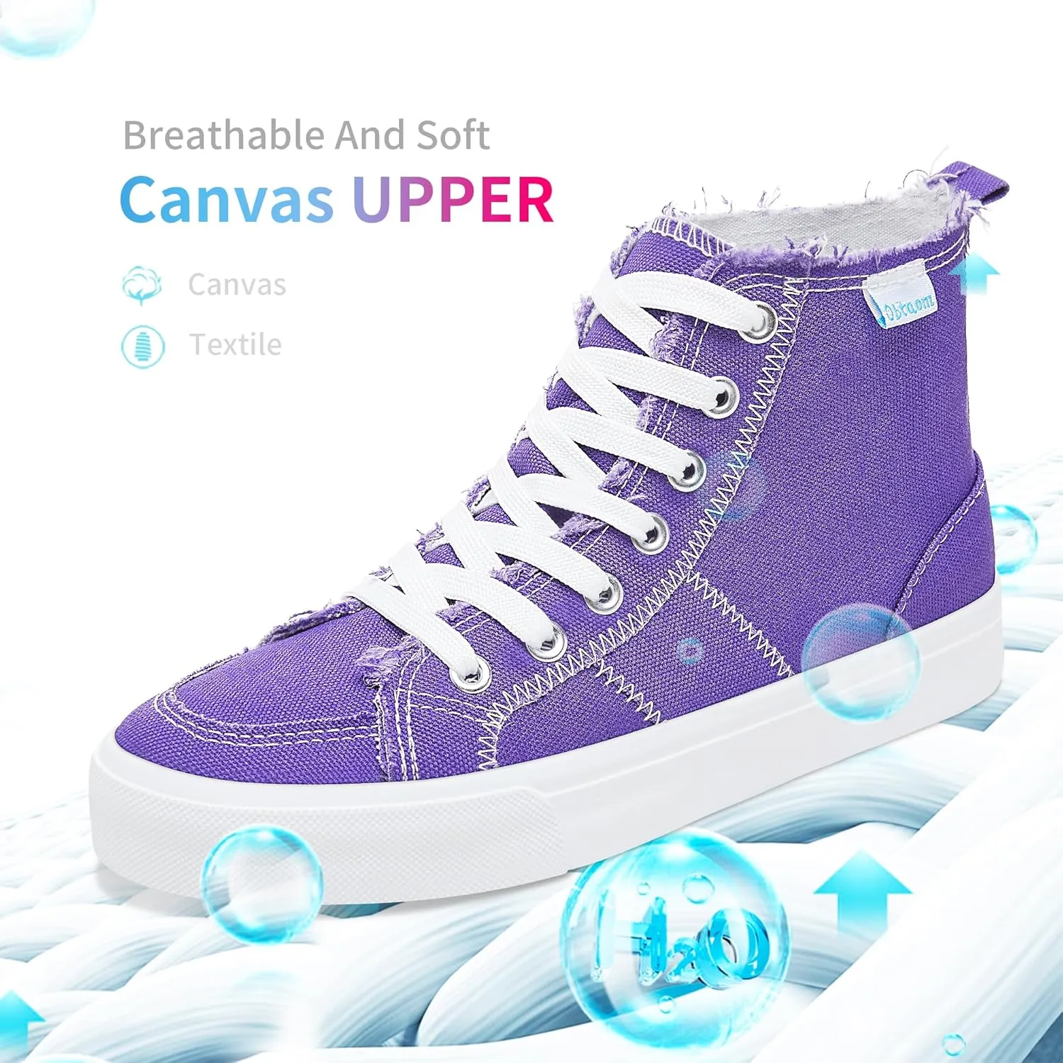 Obtaom Womens/Mens high top Canvas Shoes Play mid Calf Fashion Sneaker Casual lace up hi top Washed Canvas Shoes