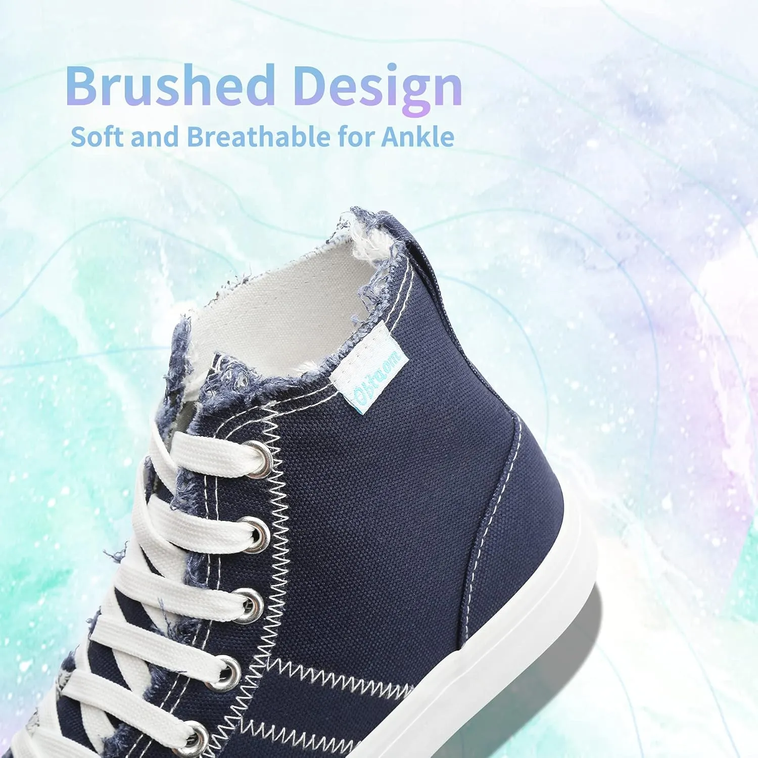 Obtaom Womens/Mens high top Canvas Shoes Play mid Calf Fashion Sneaker Casual lace up hi top Washed Canvas Shoes
