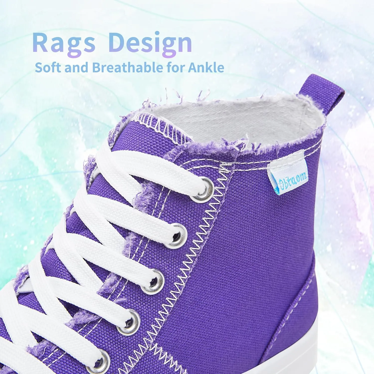 Obtaom Womens/Mens high top Canvas Shoes Play mid Calf Fashion Sneaker Casual lace up hi top Washed Canvas Shoes