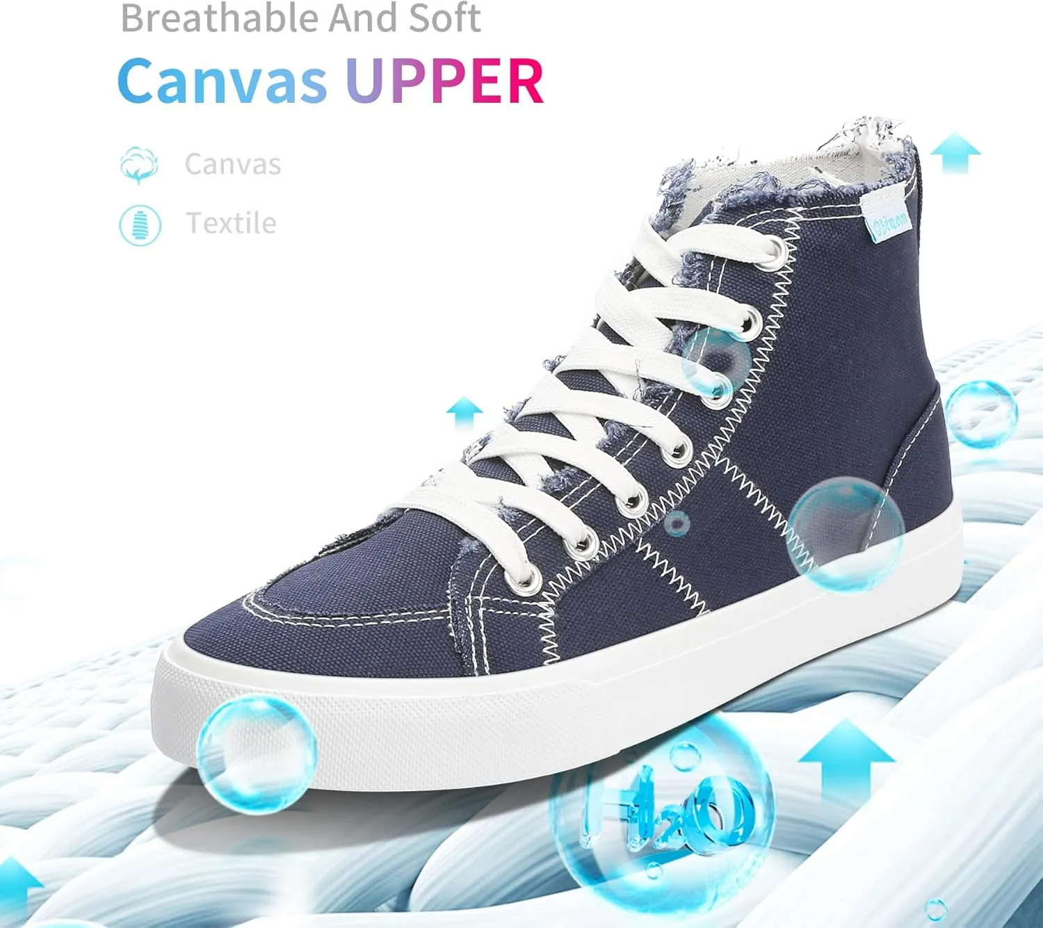 Obtaom Womens/Mens high top Canvas Shoes Play mid Calf Fashion Sneaker Casual lace up hi top Washed Canvas Shoes